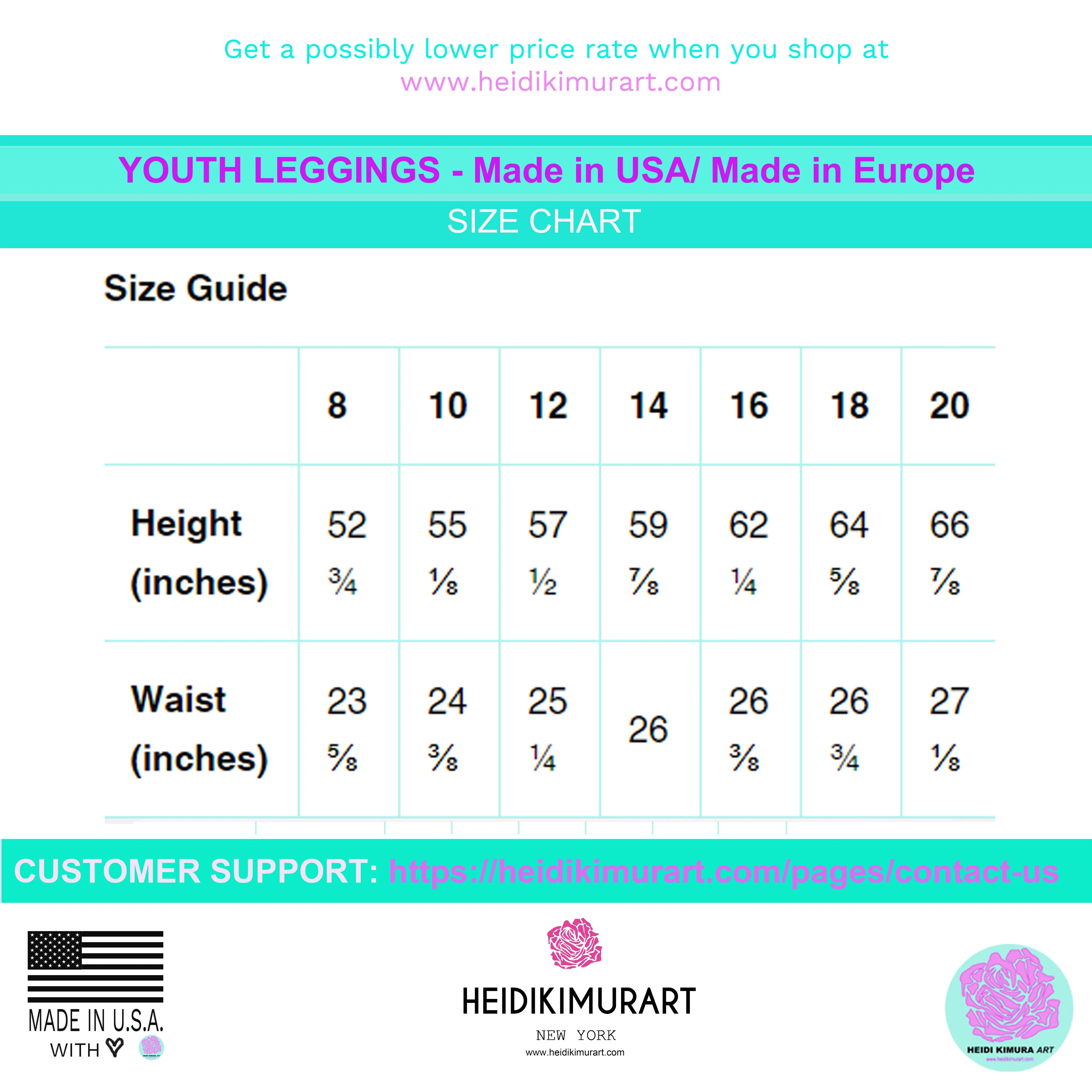 Teal Blue Solid Color Designer Youth Sports Gym Elastic Comfy Leggings - Made in USA/EU