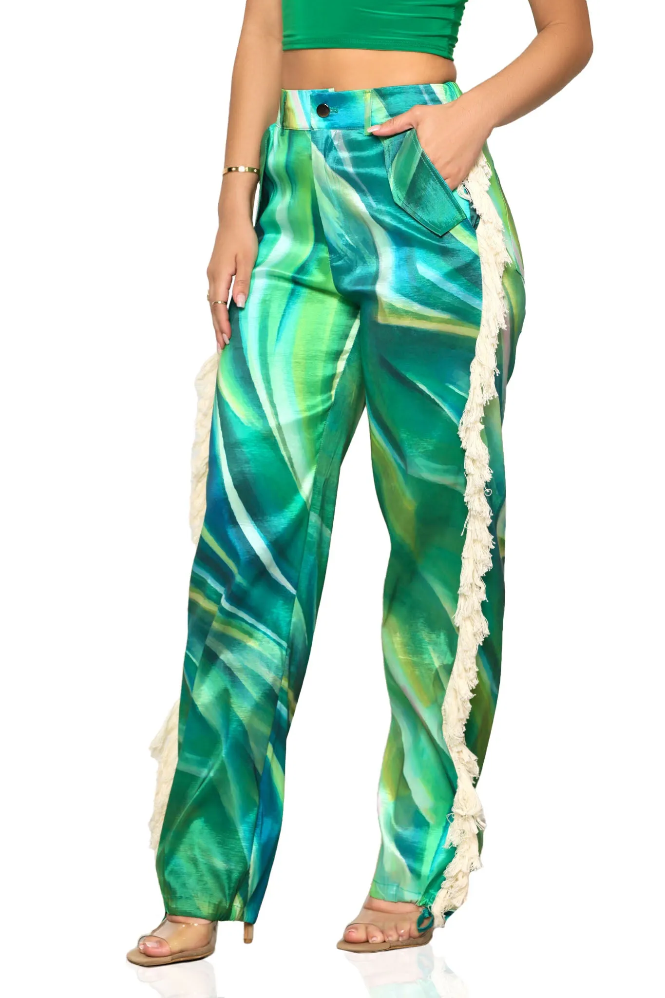 Tropical Wave Pants (Green Multi)