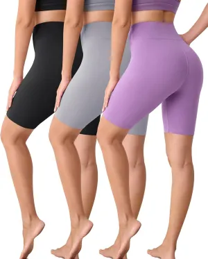 VALANDY Creamlush 3 Pack Biker Shorts for Women -8" High Waisted Soft Stretchy Spandex Athletic Yoga Shorts