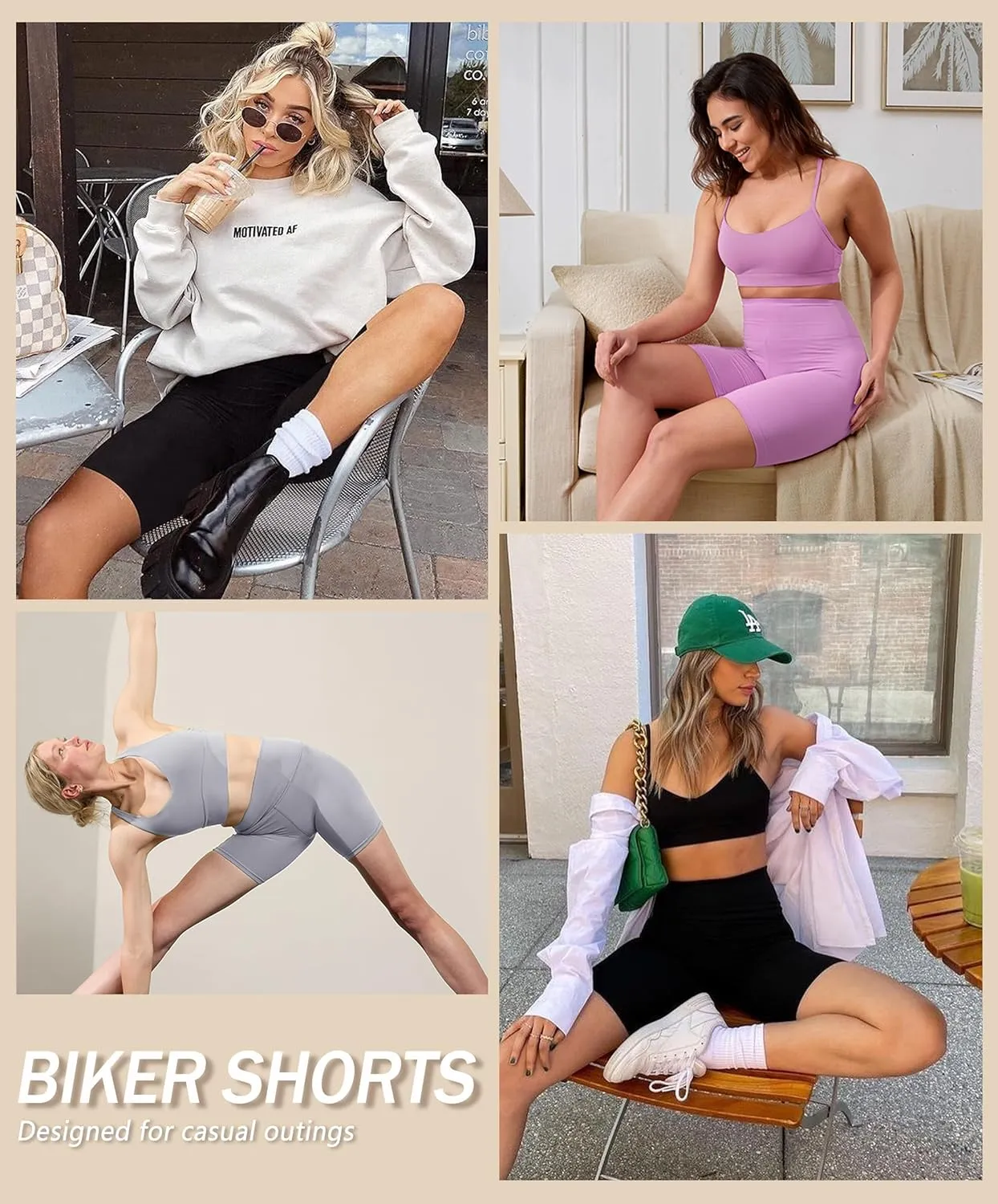 VALANDY Creamlush 3 Pack Biker Shorts for Women -8" High Waisted Soft Stretchy Spandex Athletic Yoga Shorts