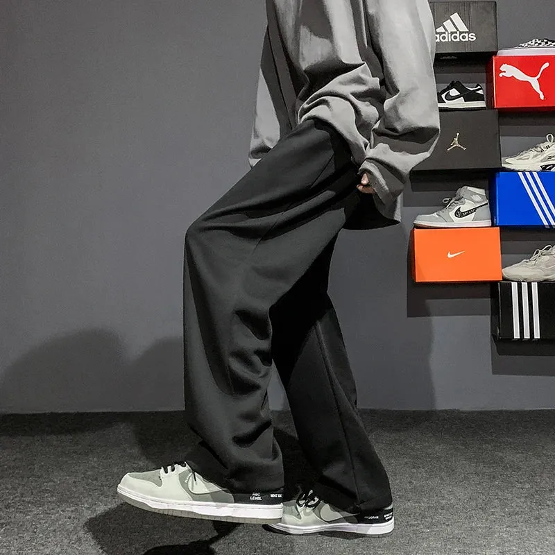 Wiaofellas  -  Men's casual pants autumn new street loose straight wide-leg pants students outdoor jogging sports pants gray leggings 3XL