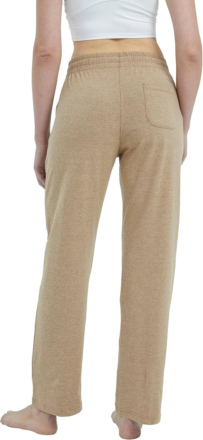 Willit Women's Cotton Sweatpants Open Bottom Yoga Sports Pants Straight Leg Lounge Athletic Pants with Pockets