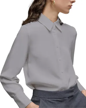 Women's Button Down Shirt Classic Long Sleeve Collared Tops Work Office Chiffon Blouse