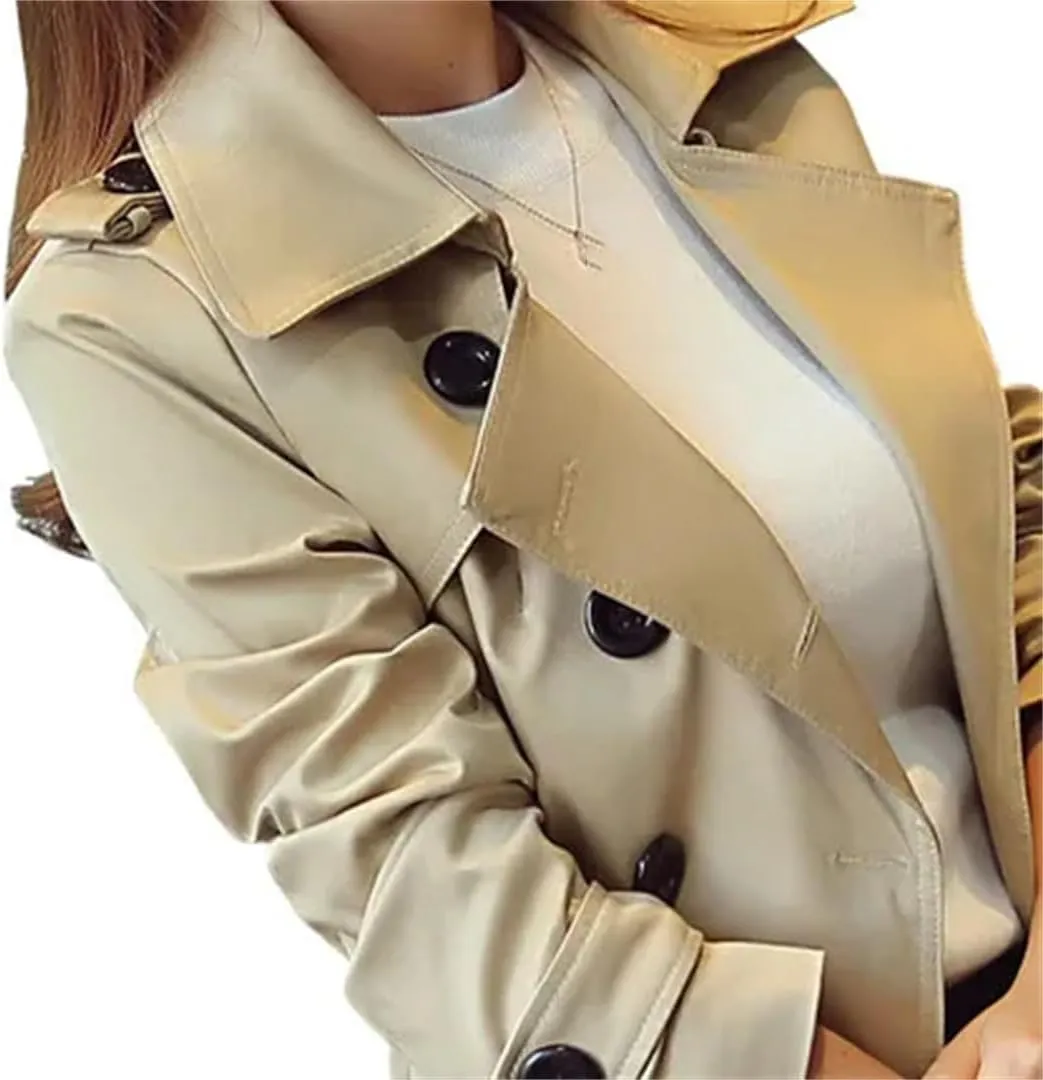 Women's Double-Breasted Trench Coat In The Long Section Korean Slim Large Size Solid Color Windbreaker
