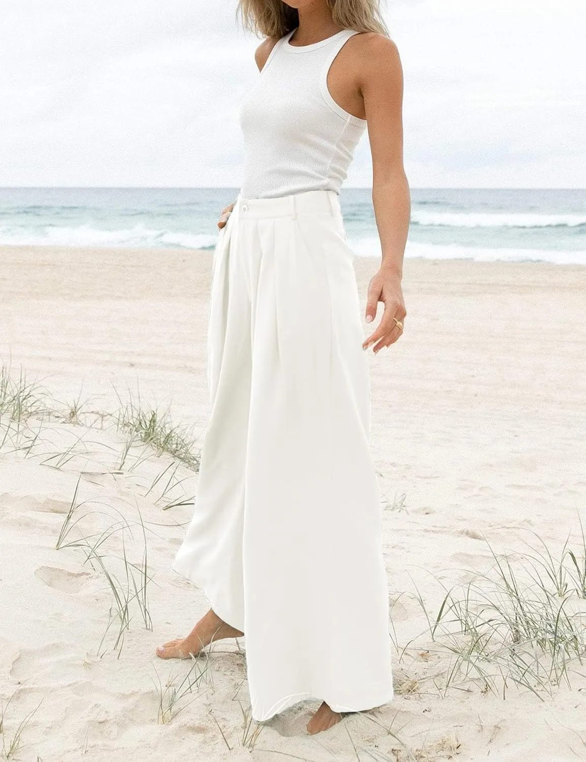 Women's High Waist Casual Wide Leg Palazzo Pants, Dress Pants for Women, Work Pants with Pockets for Women Office.