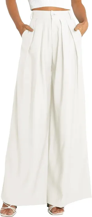 Women's High Waist Casual Wide Leg Palazzo Pants, Dress Pants for Women, Work Pants with Pockets for Women Office.