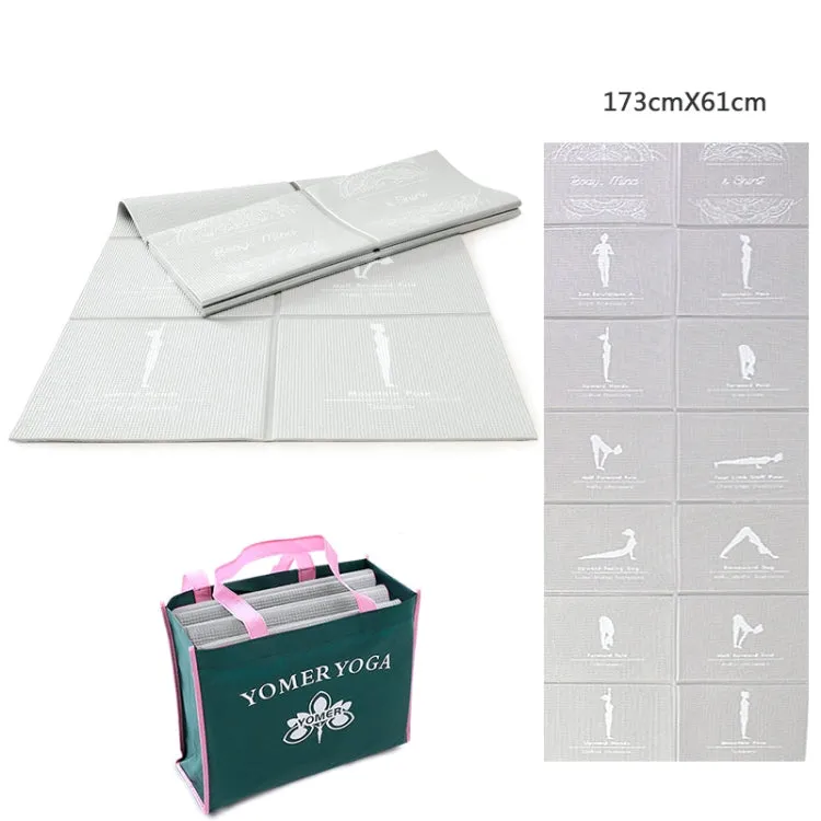 YM15C Portable Travel Thick Fold Yoga Pad Student Nnap Mat, Thickness: 5mm (Light Gray Print)